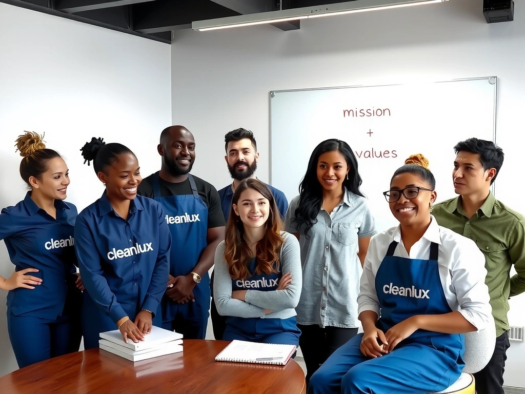 cleanlux team discussing mission and values