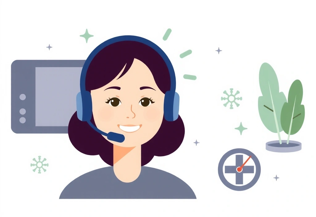 Illustration of a customer service representative answering questions