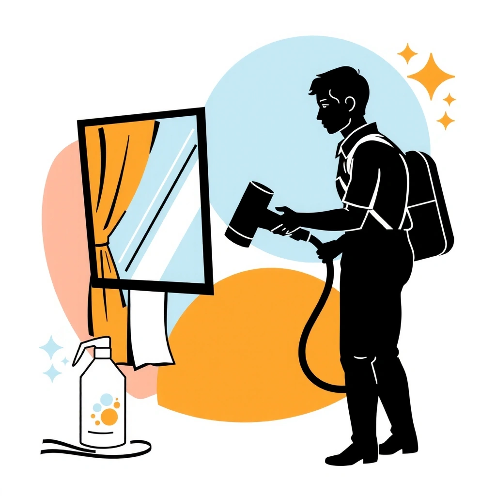 Specialized cleaning tools and products arranged neatly on a surface.