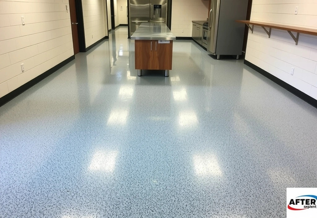 After image of a clean commercial kitchen floor