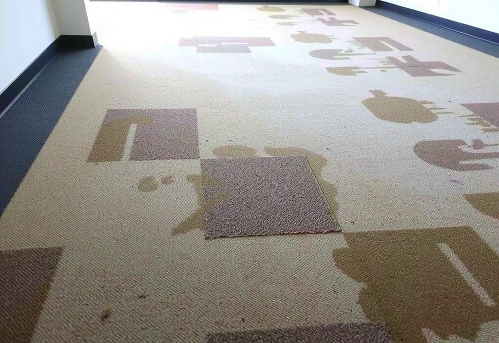 Before image of a stained office carpet