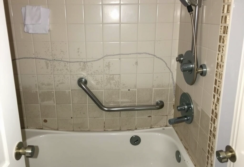 Before image of a grimy bathroom