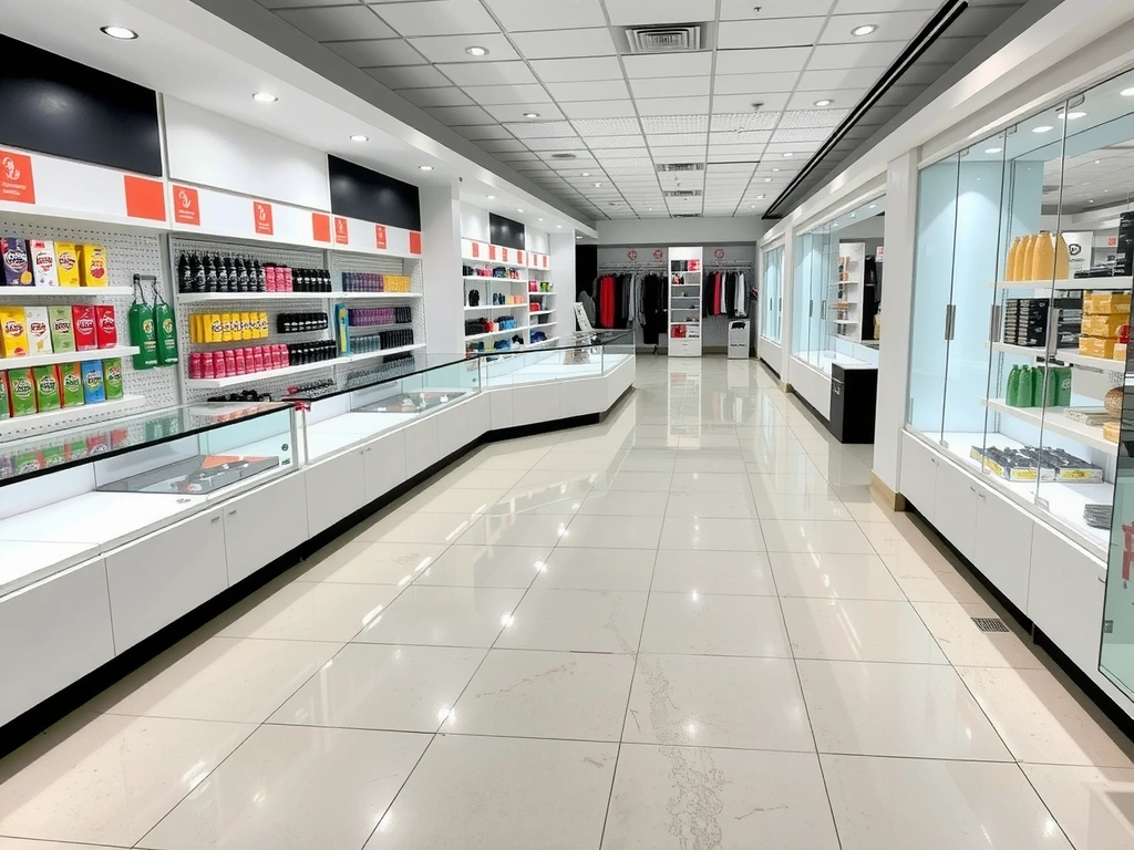 Retail store with polished floors and clean displays