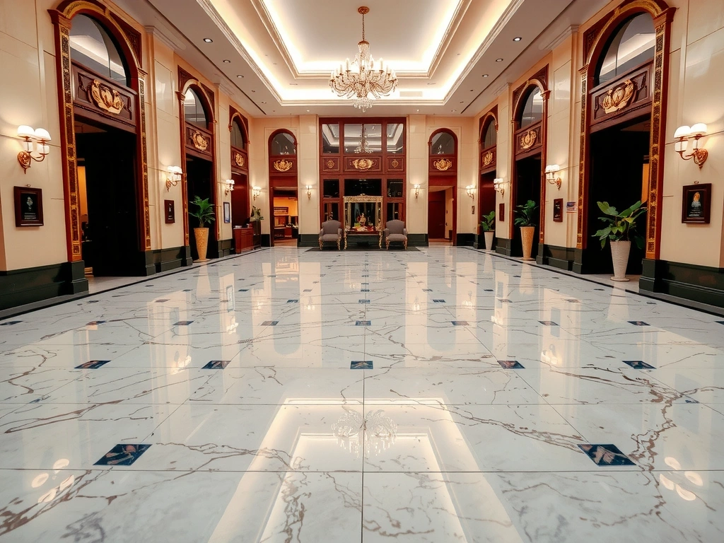 Sparkling clean hotel lobby with polished floors