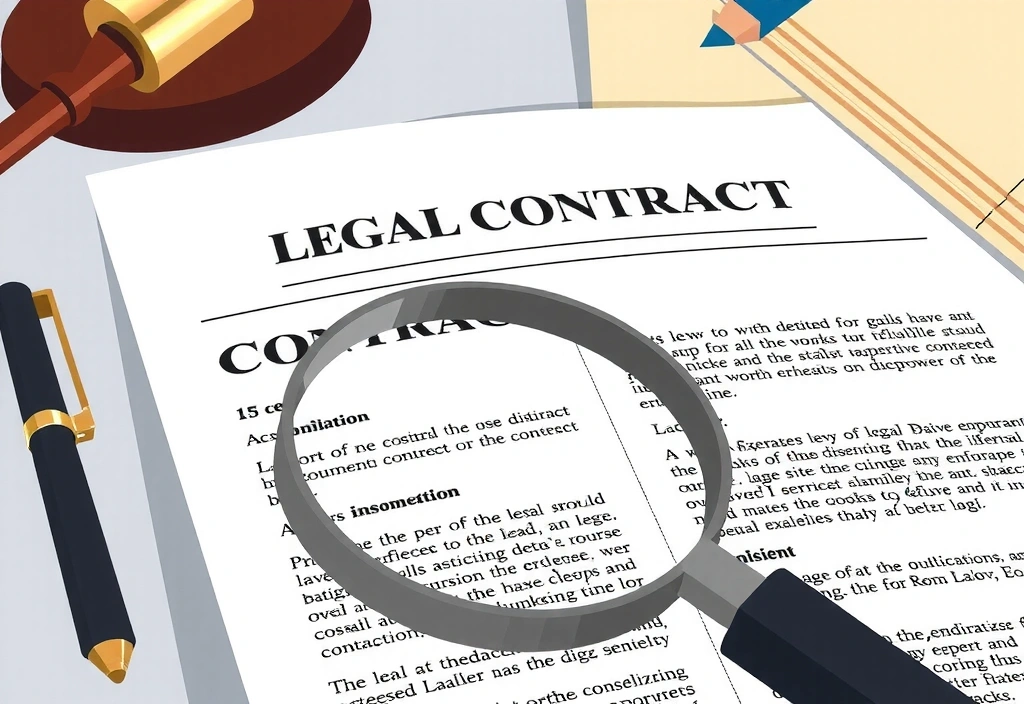 Detailed legal document with magnifying glass